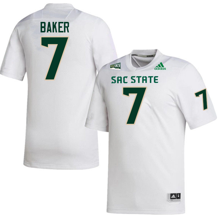 Sacramento State Hornets #7 Luke Baker College Football Jerseys Stitched-White